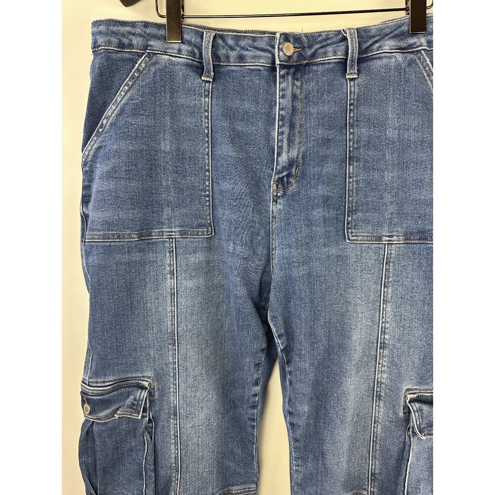Judy Blue Macon Cargo Wide Leg Jeans High Rise Blue Denim Women's Plus Size 24W - Picture 5 of 16